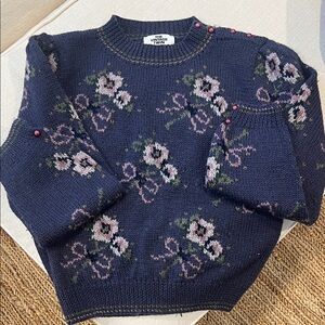 Vintage purple Floral Crew Neck Sweater
